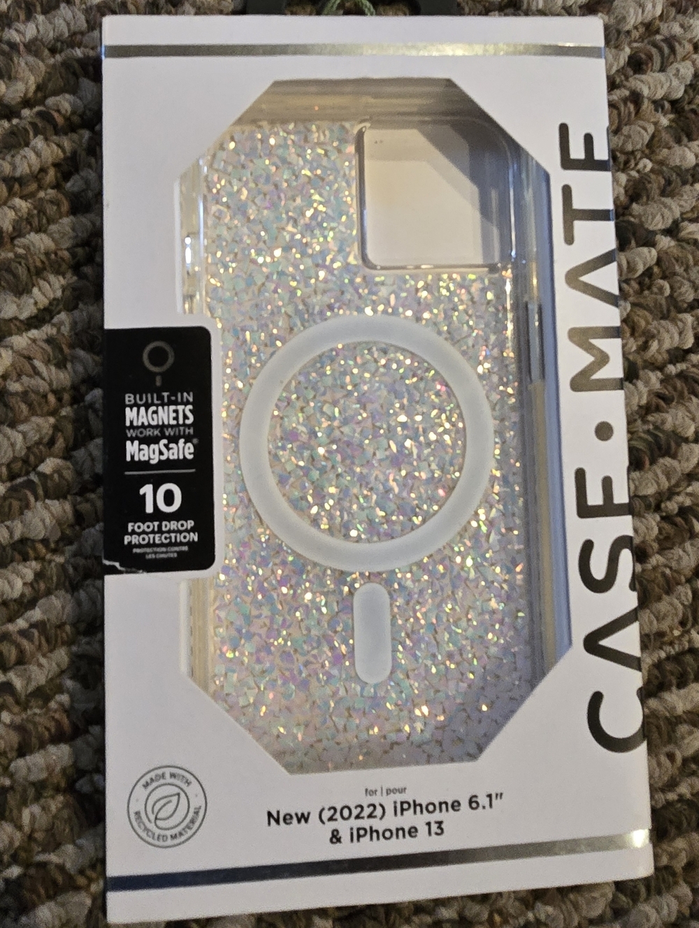 case-mate Iridescent Glitter MagSafe iPhone Case - White Sparkle